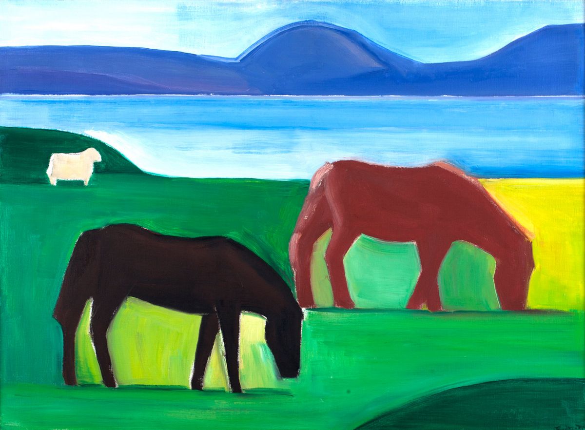 Louisa Matthíasdóttir, 1989, Lake Thingvellir, oil on canvas, 67x90 cm.