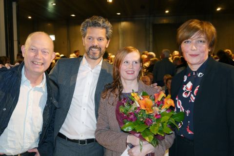 Halldór Björn Runólfsson, safnstjóri Listasafns Íslands, Dagur B. Eggertsson borgarstjóri, Hildigunni Birgisdóttur og Ólöf Kristín Sigurðardóttir, safnstjóri Listasafns Reykjavíkur